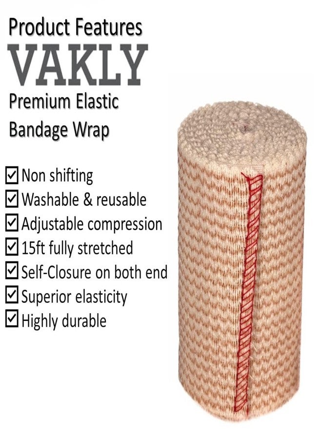 Vakly Elastic Bandage Wrap Rolls with Self-Closure [Pack of 10] Premium 3 Inch Bandages Comfort Athletic Compression Roll, 5 Yards Stretched for Customized First Aid Compression on Knee, Ankle & Wrist - Image 3